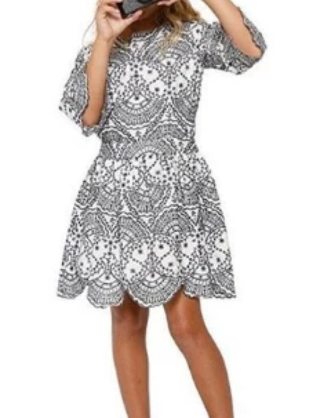 Marlo Dress with Navy Embroidery Size 3-4